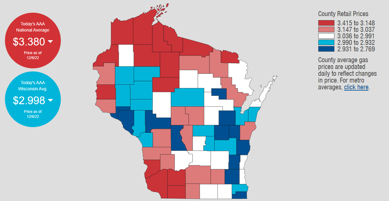 Average Gas Price In Wisconsin Falls Below $3 A Gallon  Daily Dodge