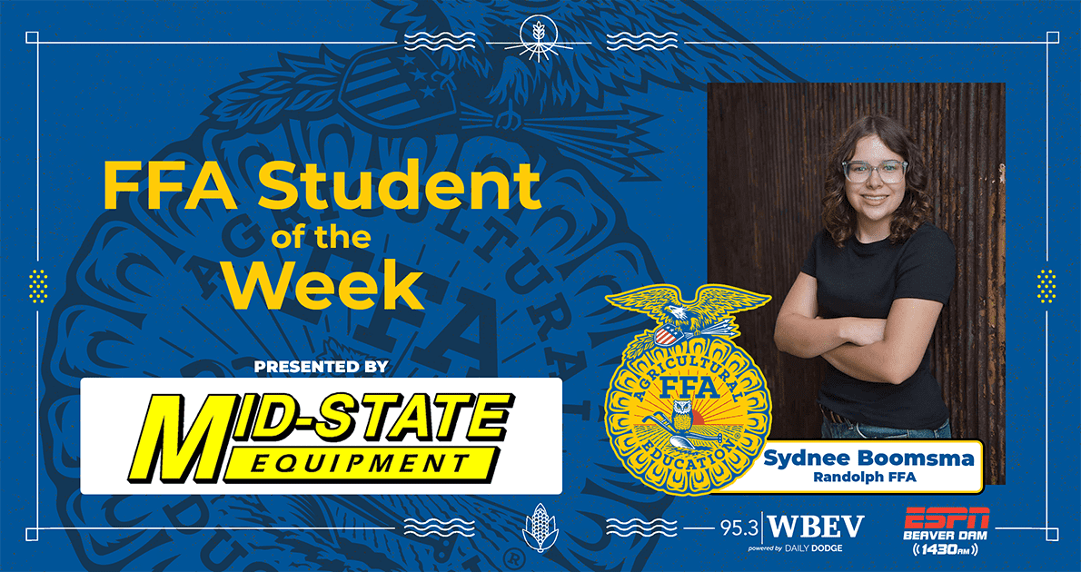 Mid-State Equipment 95.3 WBEV FFA Student Of The Week – Sydnee Boomsma